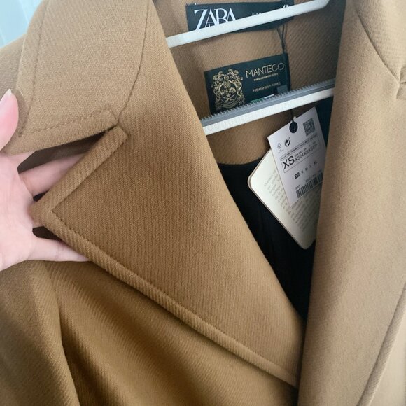NWT ZARA Premium Quality Camel Long Belted Wool-Blend TCoat - Picture 4 of 8